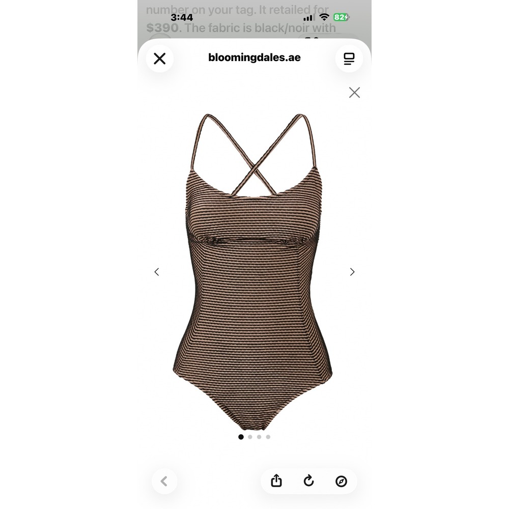 Ulla Johnson Positano Scalloped Maillot Helios Black Gold Metallic Swimsuit L